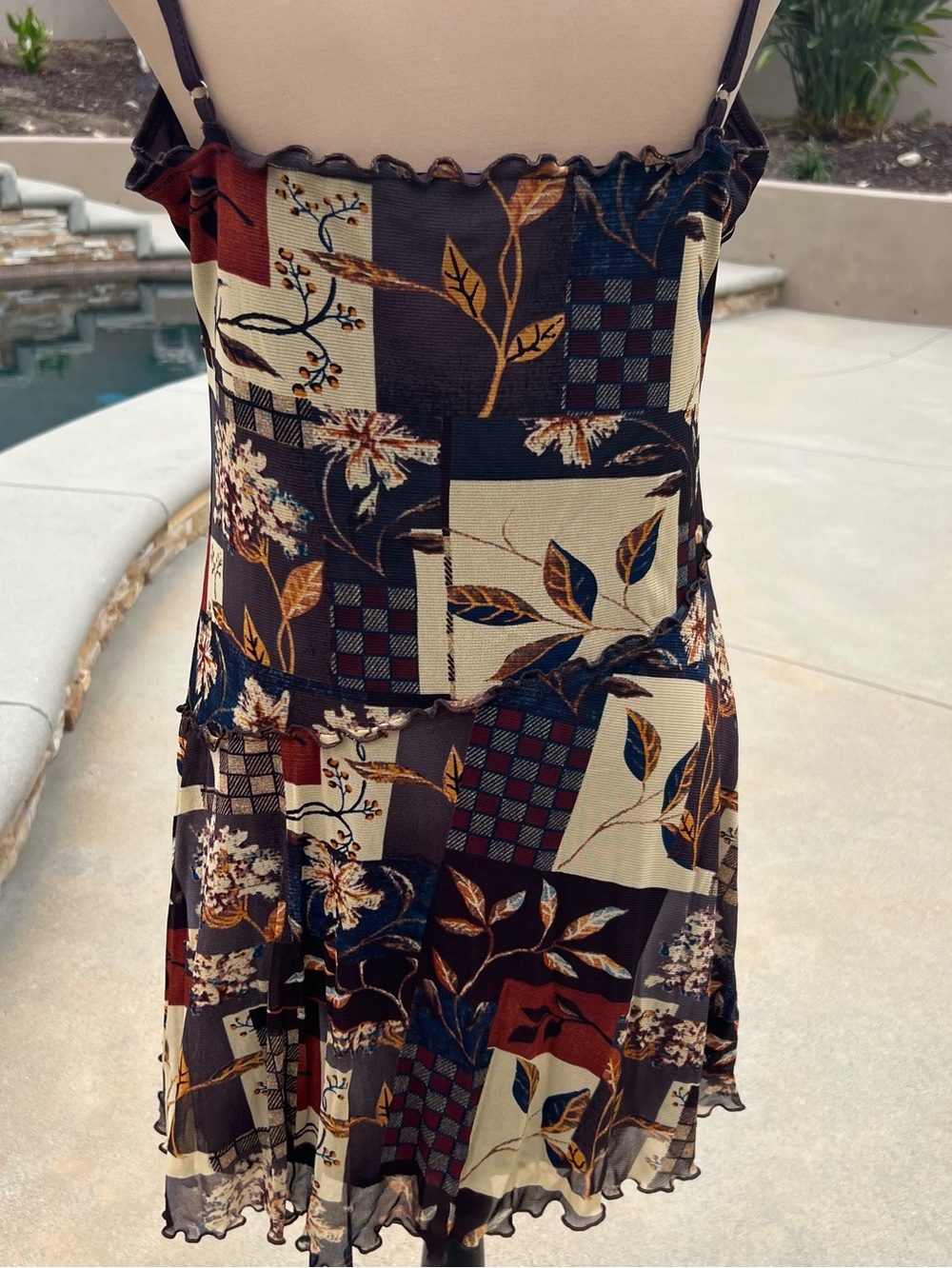 Cider Black & Brown Floral Patchwork Mini Dress Size 1x - Picture 3 of 13
